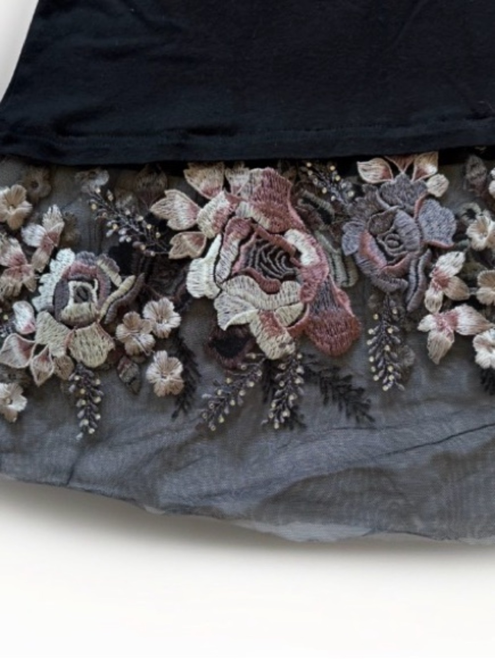 Floral Embroidered Rhinestone Tulle Cami Tank Top Whimsigoth Y2K Festival Boho - Picture 5 of 10